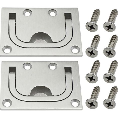 2x Bootsring-Lukengriff (57 mm x 76 mm), bündiger Lift aus Edelstahl 304 mit Befestigungsschrauben für den Schrank (1/5)