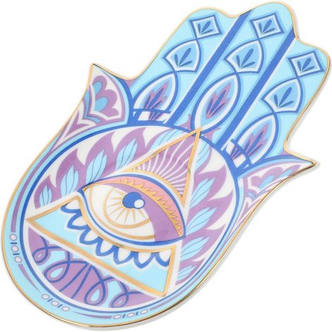 Decorative Ceramic Hand-Shaped Evil Eye Jewelry Tray (1/5)