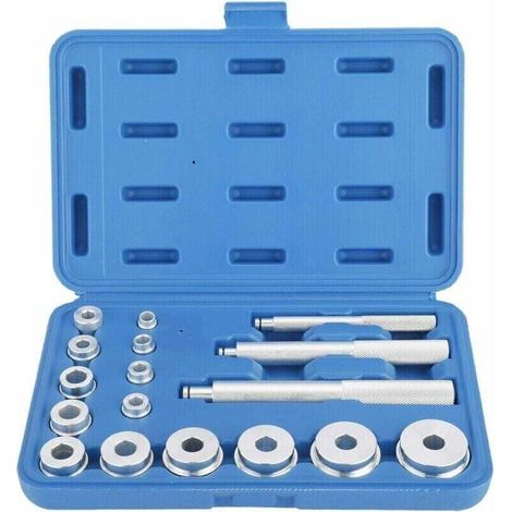 17Pcs Kit d'outils de roulement de roues Outil d'extracteur de roulement d’éléments de pression pour le montage et la remise en état,argent, (1/4)