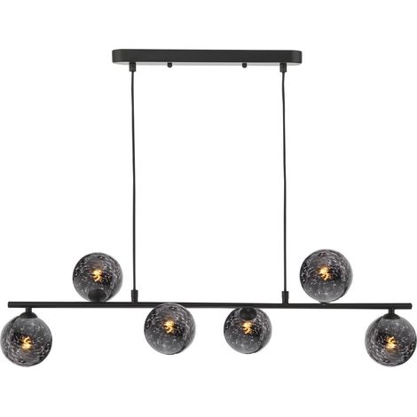 Dar Spiral Suspension à 6 lumières en spirale, noir mat et verre à confettis noirs (1/2)