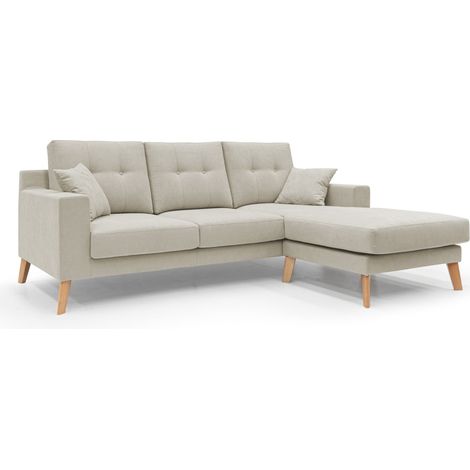 Danish Sofá rinconero moderno reversible de tela suave e impermeable 237 cm Crema (1/5)