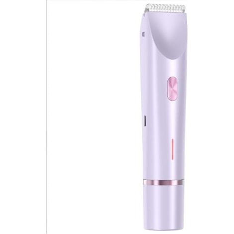 Rasoio elettrico 2 in 1 per zona bikini, impermeabile, per la rimozione dei peli di gambe, braccia, ascelle e viso, con doppia testina, connettore Type-C, colore rosa. (1/5)