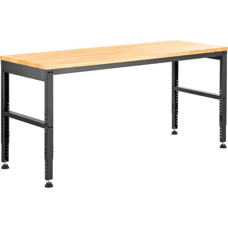 Mophorn Verstellbare Werkbank von , 48 x 20 x 38,1 Zoll, 28,3 bis 38,1 Zoll Höhe, 2000 lbs Tragkraft, Steckdosen, Hartholzplatte, Metallrahmen, Fußpolster, Büro/Zuhause/Garage