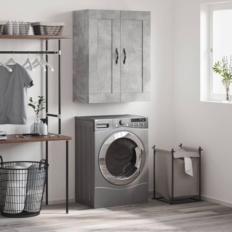 Armoire murale, Placard de Rangement Toilettes, Meuble Haut de Salle de Bain gris béton 69,5x34x90 cm bois d'ingénierie LKOWF32152 (1/5)