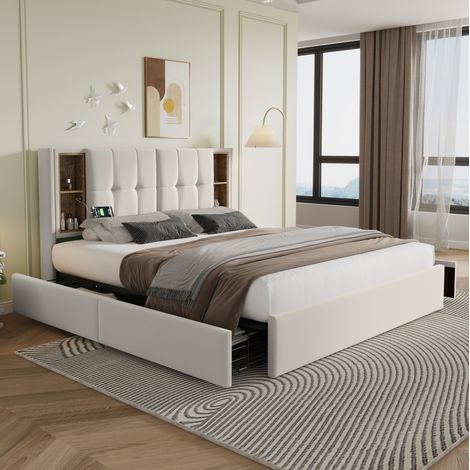 Letto matrimoniale struttura letto 160x200 con ricarica OKMYHOME