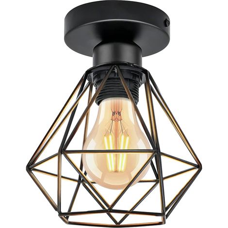 1 Pack Plafonnier, Design Rétro, Métal Noir, Douille E27, Pour Salon Cuisine Chambre