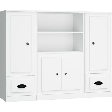 3 pcs Buffet,Bahut,Meuble de Rangements blanc bois d'ingénierie CFW81513 (1/5)