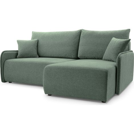 Selsey Netarro - Ecksofa mit Schlaffunktion, Bettkasten und Chenille-Bezug, salbeigrün, rechts (1/5)