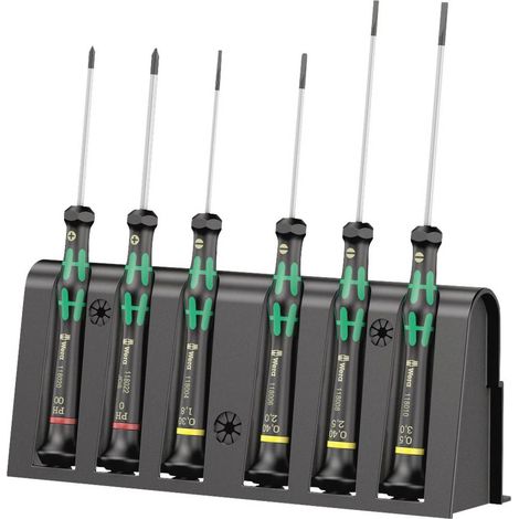 Jeu de tournevis 6 pièces ESD – Acier à outils – Longueur 157 mm – Pour électronique et mécanique de précision – Pointe Wera Black Point (1/10)