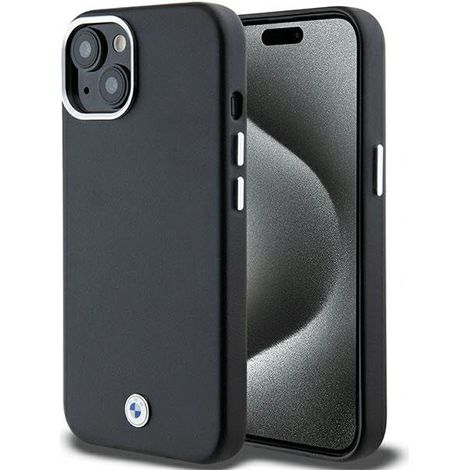 BMW BMHMP15S23PUFWK Coque MagSafe en métal noir/noir Signature pour iPhone 15/14/13 (6,1 pouces)
