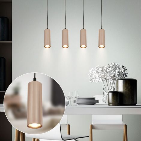 Briloner LED Pendelleuchte Höhenverstellbar 76x120 cm GU10 Fassung max. 9W 4-flammig Beige - Hängelampe Esszimmer Esstisch Wohnzimmer (1/5)