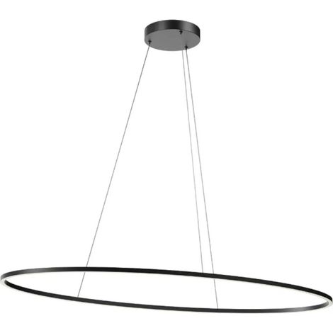 Lampadario moderno redo group leo 01 3340 01 3299 led cct bianco nero dimmerabile alluminio, finitura metallo nero