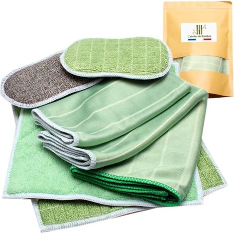 Générique Lot de 6 Chiffon Bambou Microfibre pour Vitres Miroirs Carreaux Carrosserie Microfibre Bambou Vitre Ménage Salle de Bain