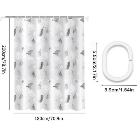 1 Rideau de douche, Polyester, 180x200 cm, Motif géométrique, Ourlet lesté, Salle de bain (1/5)