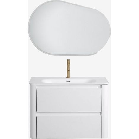 Ensemble meuble de salle de bain suspendu 80x50 cm en bois avec lavabo intégré Egerton SKLUM