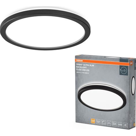Plafonnier Ultra Slim 235mm, noir, 15W, 1640lm, lumière blanche (1/4)