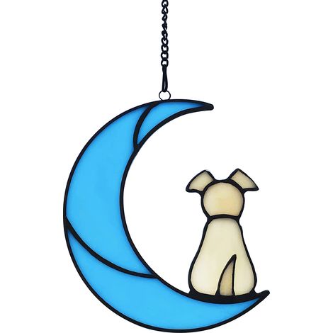 1 vitrail commémoratif chien, décoration suspendue fenêtre, attrape-soleil en verre et acrylique, souvenir animal de compagnie, cadeau de condoléances (1/5)