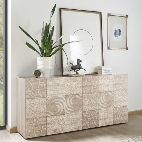 Enfilade moderne coloris chêne clair 3 portes 180cm SARA (1/5)