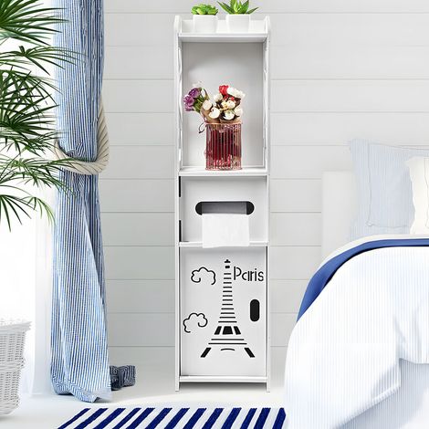 Armoire de Rangement de Salle de Bain Au Sol, Armoire de Rangement de Salle de Bain Verticale Blanche, pour Ranger du Savon Shampoing, du Gel Douche, des Serviettes, 80 20 20 cm (1/5)