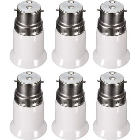 B22-auf-E27-Adapterfassung für LED-Lampen, 230 V Wechselstrom, Umrüstadapter von B22 auf E27, Bajonett-Schraubfassung, 6er-Pack – RW-Lampensockeladapter (1/5)