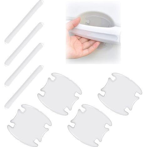 Worldbnr Lot de 8 protections pour poignées de portières de voiture, films protecteurs transparents et souples à haute viscosité, anti-rayures