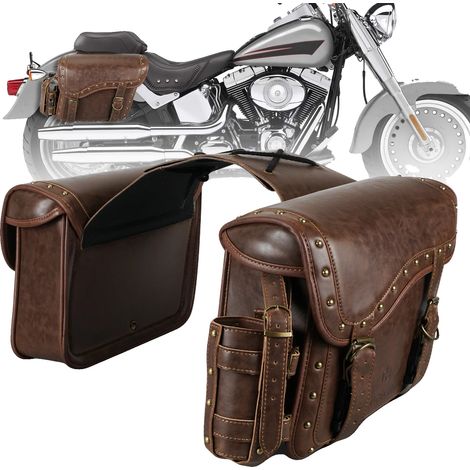 Sacoches de moto, étanches, installation facile, marron (1/2)
