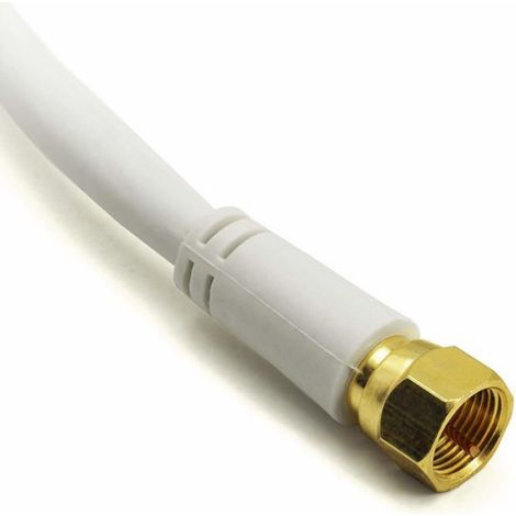Câble coaxial 5 m - fiches F dorées, triple blindage Classe A, Ø 6,8 mm, blanc (1/2)