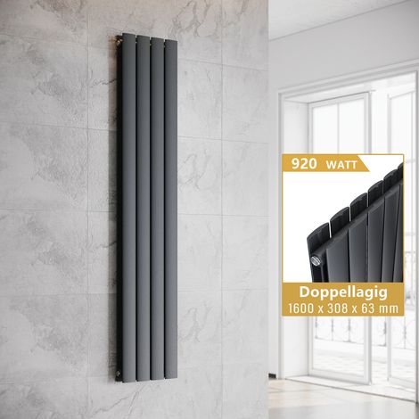 ELEGANT Heizkörper Anthrazit Paneelheizkörper Vertikal 1600x308mm Doppellagig (1/5)