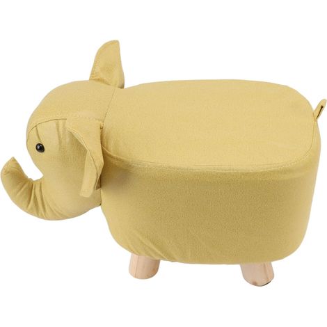 Tabourets de jardin animaux - Magnifique tabouret rembourré en forme d'éléphant, motif dessin animé original, pour chambre d'enfant, chambre à coucher, salle de jeux ou salon - Jaune (1/5)