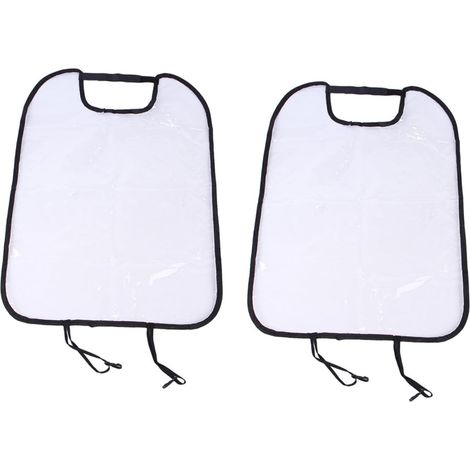 Lot de 2 protection de dossier de siège auto, en PVC, tapis anti-coups de pied et protection pour siège avant, 58 x 44 cm, transparente (1/5)