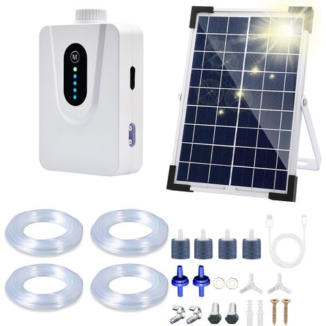 Pompes à air solaires, aérateur de bassin solaire de 6 W avec batterie de 6000 mAh, chargement USB et chargement solaire sont disponibles, oxygénateur pour aquarium, aérateur de pêche avec