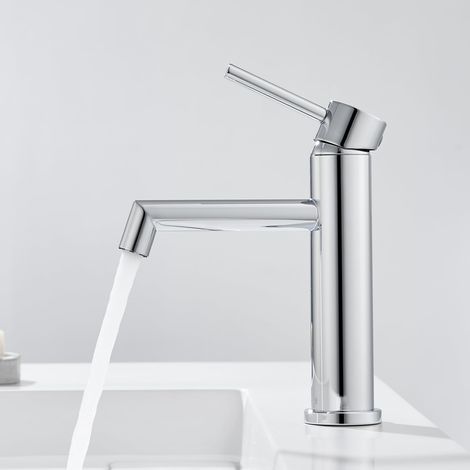 1 Robinet Lavabo Acier Inoxydable, Bec 111 mm, Aérateur Démontable, Finition Chromé, Salle de Bain (1/5)