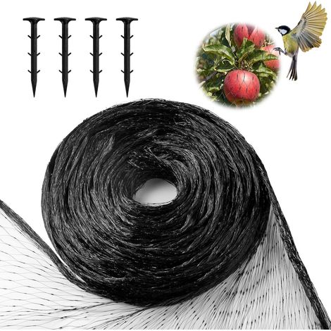 Filet de protection contre les oiseaux, à mailles fines (20 mm, 12 x 5 m, filet anti-oiseaux, pour balcon, avec 100 serre-câbles, filet pour bassin, arbre fruitiers, fraise, cerisier (1/5)