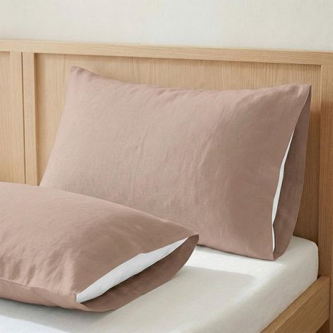 Taies Oreiller 45x70 cm Lot de 2 100% Coton Rose Nude (1/5)