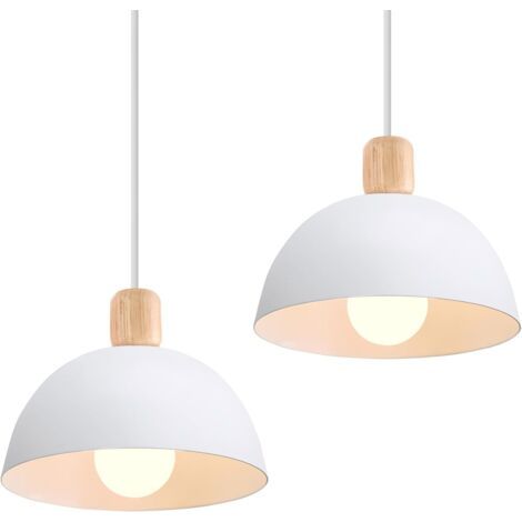 royaluxe- 2PCS 20CM Lustre En Métal Vintage Suspension Luminaire Moderne Lampe À Suspension D'Intérieur Simple E27, Blanc Pour Restaurant Cuisine
