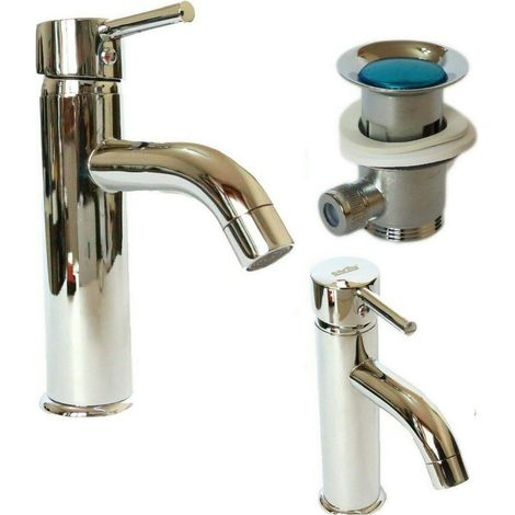 Cleafe - Rubinetto Miscelatore Casa Bagno Lavabo Bide Monocomando Piletta Clic Clac 69013 -
