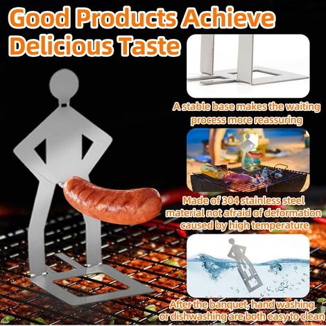 Kreatives 4-teiliges Wurstgestell, Grillzubehör aus Edelstahl, tragbarer Hot-Dog-Grill, Geschenk für Männer, praktisches Kochzubehör für Outdoor-Aktivitäten, Camping und Geburtstage (1/5)