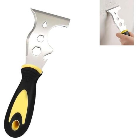 Spatule multifonctionnelle 13 en 1 en acier inoxydable pour enlever la peinture : Utilisez cet outil de peintre pour enlever la peinture, décaper et gratter le papier peint. (1/4)