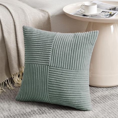 Lot de 1 Boho Housse de Coussin 35x35 Bleu Grisâtre,à Motif Croisé Decoration Housses de Coussin en Velours Côtelé,Douillet Taie d'oreiller Housse Coussin Moderne pour Canapé Chambre Chaise