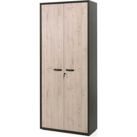 Armoire de bureau contemporaine 90 cm chêne/noir Salto (1/5)