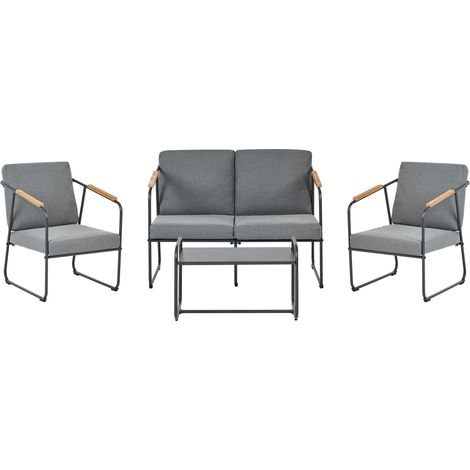 Lounge Set mit Tisch 4-Sitzer VEZZANA Metall Grau