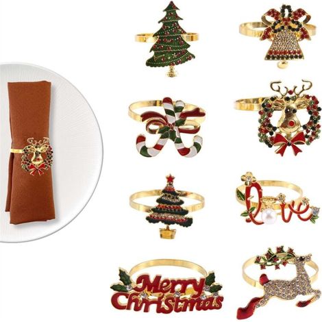 Anelli di Natale - Set di 8 porta tovaglioli per la decorazione della tavola delle feste (1/4)