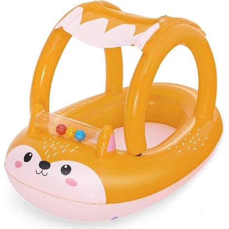 TRADE SHOP - Canotto Canottino Volpe Gonfiabile Bambini Con Parasole Mare Piscina 85x58cm 34168 - (1/5)