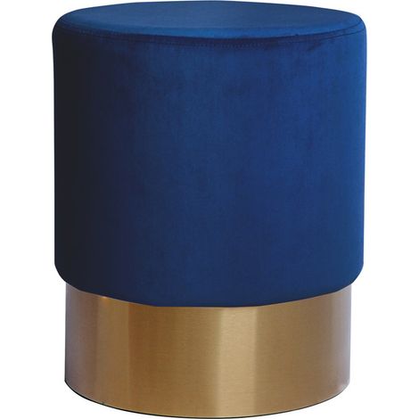 Pouf contenitore Nano in velluto blu scuro con base dorata (1/3)