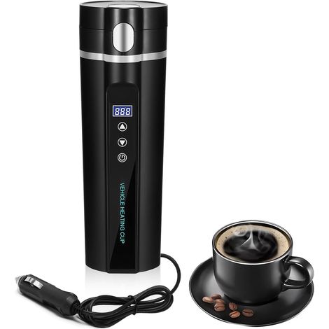 Bouilloire électrique de voiture 450 ml 12V/24V, tasse chauffante avec écran LCD et contrôle de la température, mug de voyage portable pour voiture, camion, café et thé (1/5)