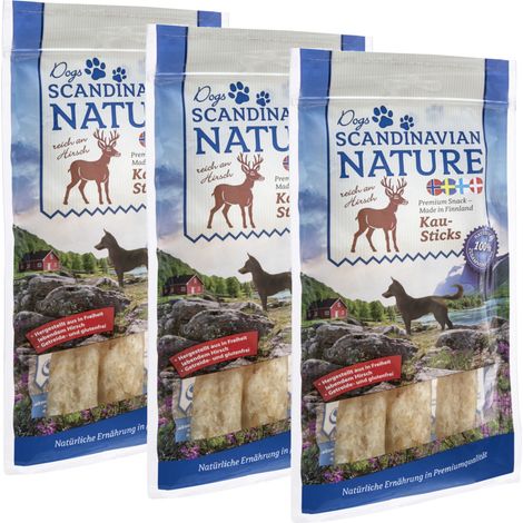 Scandinavian Nature Dogs mit Hirsch, 3x 45g - Kausticks für Hunde