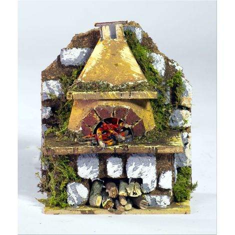 FORNO CON LAMPADA EFFETTO FIAMMA REALISTICA 10X6X12,5CM