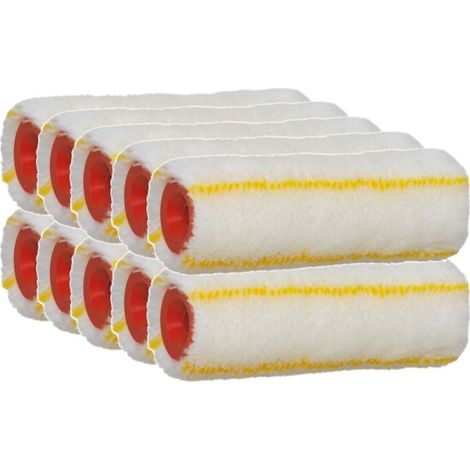 Rouleau peinture rayé jaune L.180mm – Polyacrylique méché pour murs et plafonds – Poils 12mm – Lot de 10 rouleaux – Rota