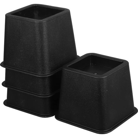 SUPVOX Rallonges de pieds meubles carrées en plastique noir, lot 4 (1/5)