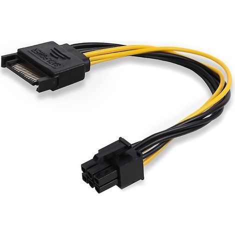 Adaptateur de câble d'alimentation SATA 8 pouces 15 broches vers PCI 6 broches pour carte ExpressCard (1/4)